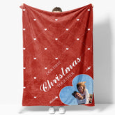 Aperturee - Aperturee Christmas Vibe Red Rhombus Lines Custom Photo Blanket